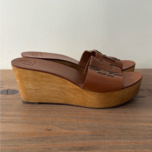 Tory Burch Ines 80mm Leather Wedge Slide Sandals Sz 9 $248 - Picture 6 of 8
